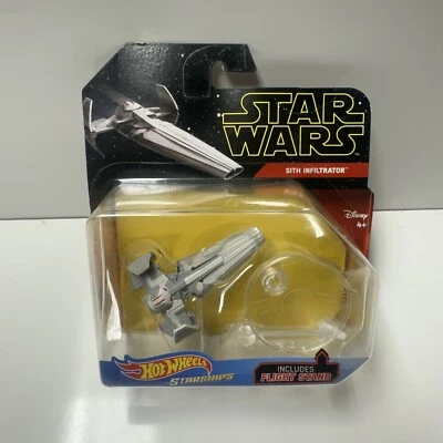 Hot Wheels® SITH INFILTRATOR™ Star Wars™ Starship™ (GNF75) con soporte de vuelo - Nuevo en paquete Foto 1 de 4
