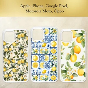 Lemon Pattern Watercolour Summer Fruit Branch Phone Case iPhone Motorola Pixel - Picture 1 of 4