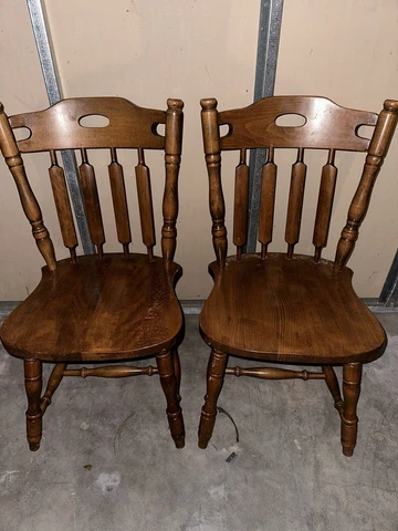 Antique Vintage set of 2 Colonial side dinning chairs Oak wood Cover