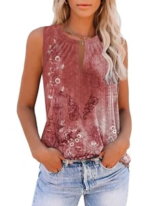 Womens Sleeveless Tank Tops Fashion Summer Casual Dressy Pleated Cami Shirts ... - Picture 1 of 3