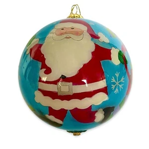 Li Bien Ornament 2007 Reverse Painted Glass Santa Toy Bag Trees - Picture 1 of 6
