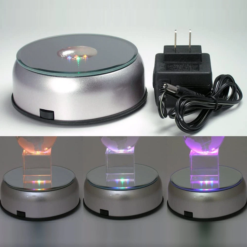 Дисплей основание светодиодная подсветка серебро зеркальный верх 7 велосипед цветные лампы - Изображение 1 из 1