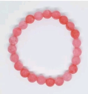 8mm Pink Chalcedony Quartz Natural Stone Chakra Gemstone Stretch Bracelet - Picture 1 of 1