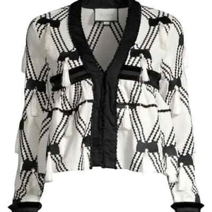ALEXIS Jacket Womens Medium White Diamond Tassel Swing Cotton Luxury Boho $697 - Picture 1 of 10