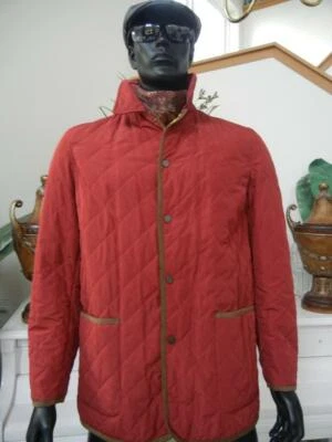 CHAQUETA PARKA DOONEY & BOURKE PARA HOMBRE OTOÑO ROJA ACOLCHADA MARRÓN GAMUZA RIBETE $295 NUEVA CON ETIQUETAS Foto 1 de 4