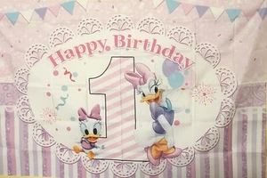 Daisy Duck 1st Birthday Backdrop 5ft X 3ft - Picture 1 of 3