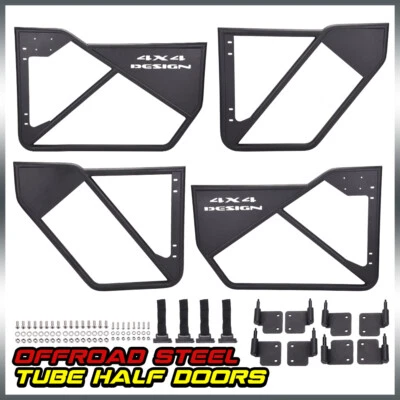 Apto para Jeep Wrangler JK 07-17 4 puertas delanteras + traseras laterales puertas de tubo de hierro Foto 1 de 4