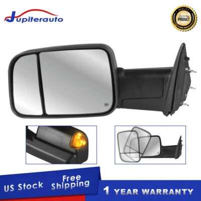 Espejo retrovisor eléctrico de remolque térmico del lado del conductor 1 pieza para Dodge Ram 1500 2500 3500 2010-2018 Foto 1 de 4