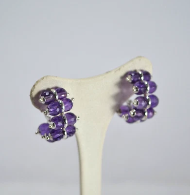 ORECCHINI  ARGENTO 925 BRUCHI IN AMETISTA FACCETTATO  ARGENTO NATURALE AGHT 0424 - Immagine 1 di 3