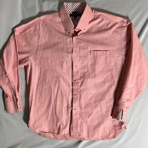 Tommy Hilfiger Red button Down 100% Cotton Checkered Trim Accent XL Long Sleeve - Picture 1 of 19