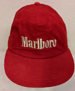 Vintage 80's Snap Back, Red Corduroy MARLBORO Trucker Hat - Picture 1 of 8