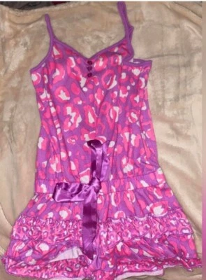 Girl's Justice Pink/Purple Cheetah Print Romper Pajamas. Size 8. - Image 1 of 2