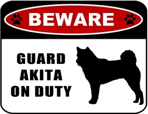Attenzione Guardia Akita (silhouette) in servizio 11,5" x 9" insegna laminata per cani - Foto 1 di 4