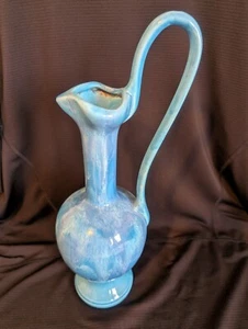 Vintage CALIFORNIA ORIGINALS Drip Glaze Art Pottery Pitcher Brilliant Blue 13.5" - Picture 1 of 11