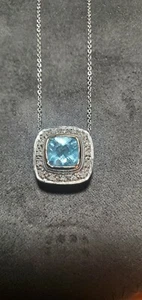 Sterling Silber Blautopas Anhänger mit Kette - Bild 1 von 3