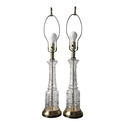 Lámparas de cristal de corte vintage francesas modernas - un par Foto 1 de 4