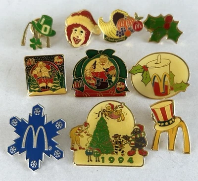Vintage McDonald's Employee Lapel Pins Christmas & Holidays Lot Of 10 - Image 1 of 4