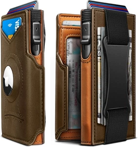 Cartera para hombres con clip delgado para bolsillo y soporte Airtag - Picture 1 of 12