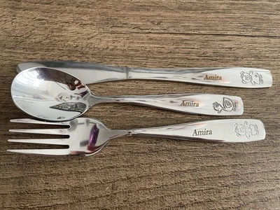 Kinderbesteck 3tlg. mit Namensgravur Amira - Bild 1 von 2
