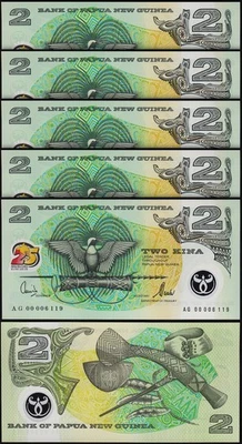 Papua New Guinea 2 Kina 2000, UNC, 5 Pcs LOT, Comm, 25th Year Ann, Polymer, P-21 - Image 1 of 4