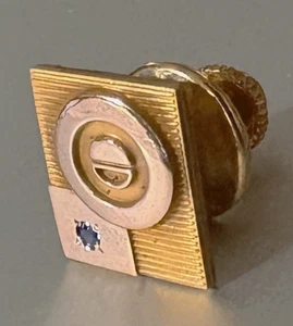 Vtg FEDERAL MOGUL Employee Service Award Pin: Blue Sapphire; 1/10th 10K - Picture 1 of 3