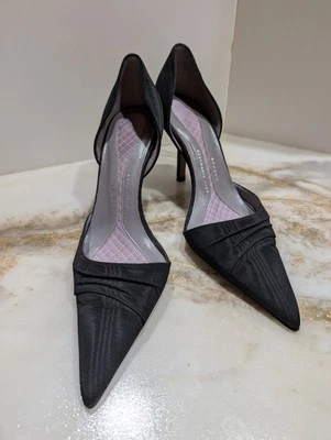 Zapatos de salón Anya Hindmarch negros satinados punta tacón talla 7,5 Foto 1 de 4