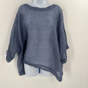 J. Jill PureJill Women Size Large Blue Linen Boho Open Lagenlook Lightweight Top - Picture 1 of 9