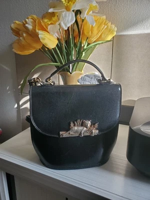 Vintage 1990S Sasha Black Leather Gold Tiger Purse - Image 1 of 4