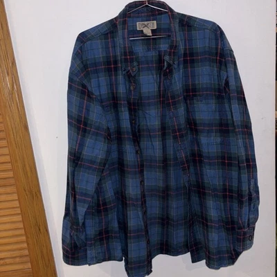 Duluth Trading Co Men’s Button Down Up 2XL Blue Green Red 52007 - Image 1 of 4