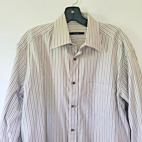 Camicia elegante uomo Gucci vintage epoca Tom Ford taglia 15 5 39 a righe con bottoni