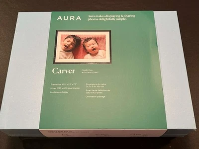 AURA CARVER Smart Digital Picture Frame - still sealed! CHARCOAL w/White Mat - Image 1 of 2