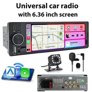 Single Din Car Stereo Apple CarPlay 6.36" touchscreen Bluetooth Radio USB+Camera - Bild 1 von 11