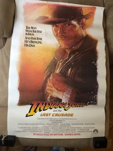 INDIANA JONES AND LAST CRUSADE ORIGINAL GEROLLT 27x40 ADVANCE MOVIE POSTER 1989 - Bild 1 von 4