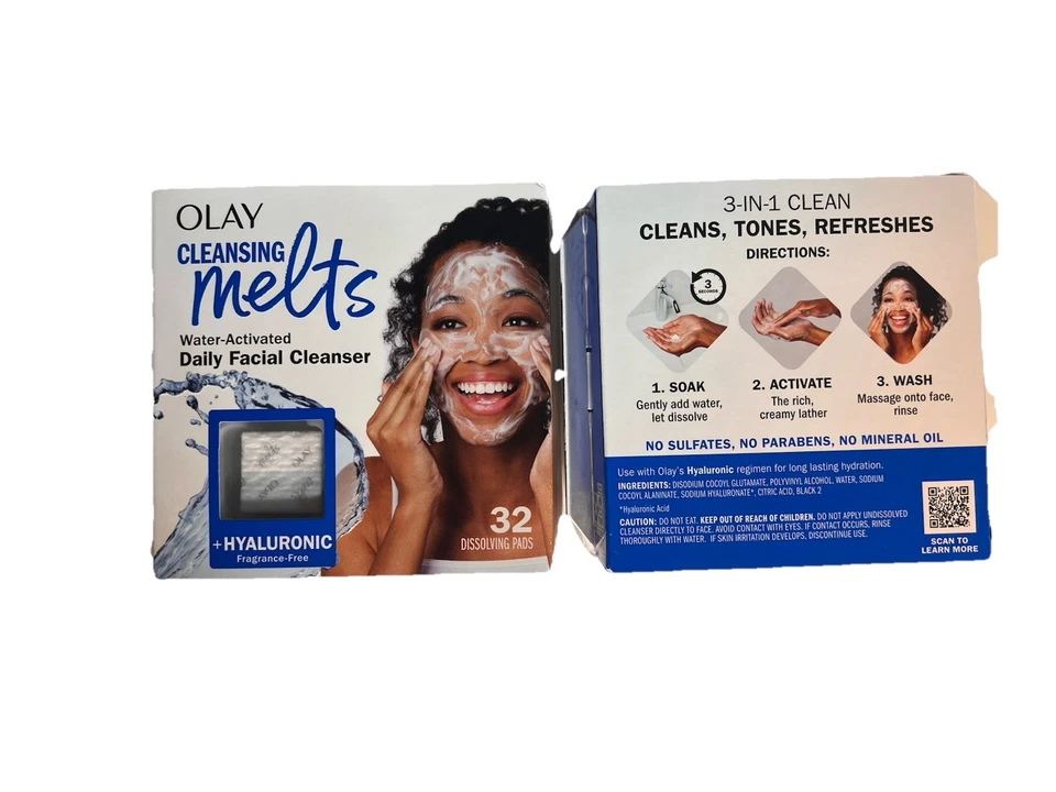 NUEVO Olay Cleansing Melts + Limpiadores Faciales Diarios Hialurónicos Activados por Agua Paquete de 2 Foto 1 de 1
