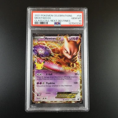 PSA 10 Mewtwo EX 54 Pokemon Celebraciones Colección Clásica Holo Tarjeta Clasificada Foto 1 de 4