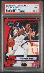 2024 Bowman Chrome U Solomon Ball Red Refractor /5 - PSA 9 (None Higher) - Picture 1 of 2