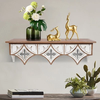 Estantes de pared estilo antiguo tallado madera estante de pared/único estante de pared tallado a mano Foto 1 de 4