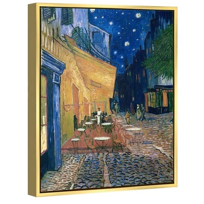 Canvas Print Van Gogh Painting Wall Art Home Decor Cafe Terrace Blue Framed - Image 1 of 4