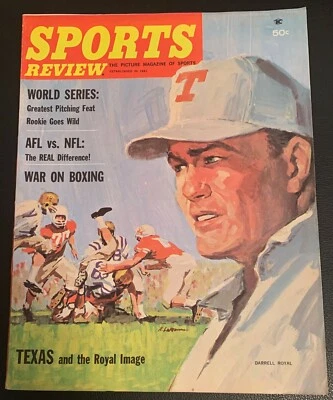 REVISTA DE REVISIÓN DEPORTIVA NOVIEMBRE 1965 DARRELL ROYAL AFL/NFL JERRY WEST CUBIERTAS EX Foto 1 de 2