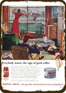 RÉPLICA DE METAL MAXWELL HOUSE 1950 CAFÉ aspecto vintage - perro salchicha perro cachorro - Imagen 1 de 1