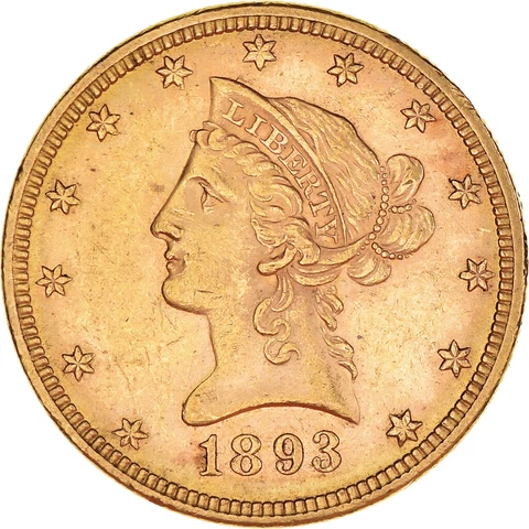 [#367784] Coin, United States, Coronet Head, $10, Eagle, 1893, U.S. Mint, Philad Cover