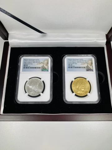 2019 Gold Silver Martha Washington “1759” Half Dollar Die-Size Restrike NGC SET Cover