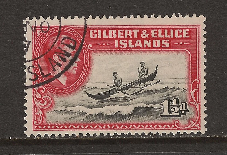 Gilbert & Ellice Islands 1939 KGVI 1½d Canoe o/FU SG 45 — 第 1/1 张图片