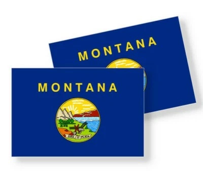 WRAPPED IN INK Montana State Flag - Set of 4 Vinyl Sticker / Adhesive Decals Various Sizes