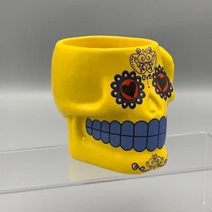 Sugar Skull Yellow Day of The Dead Love Lock Coffee Mug Spanish Mexican Heritage - Picture 1 of 8