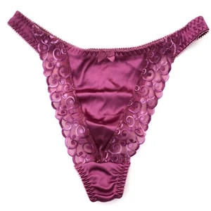 NEW Victoria's Secret VTG Second Skin Satin Miracle Lace Thong Panty SMALL - Picture 1 of 7