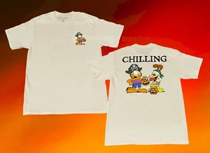 New Garfield Pirate Chilling 2 Sided Costume Odie Halloween Pumpkin Mens T-Shirt - Picture 1 of 2