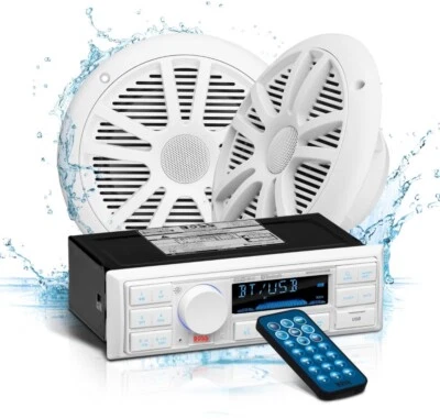 Sistema de Audio BOSS Receptor y Altavoces Marinos, Bluetooth, USB para Barco de Agua Foto 1 de 4