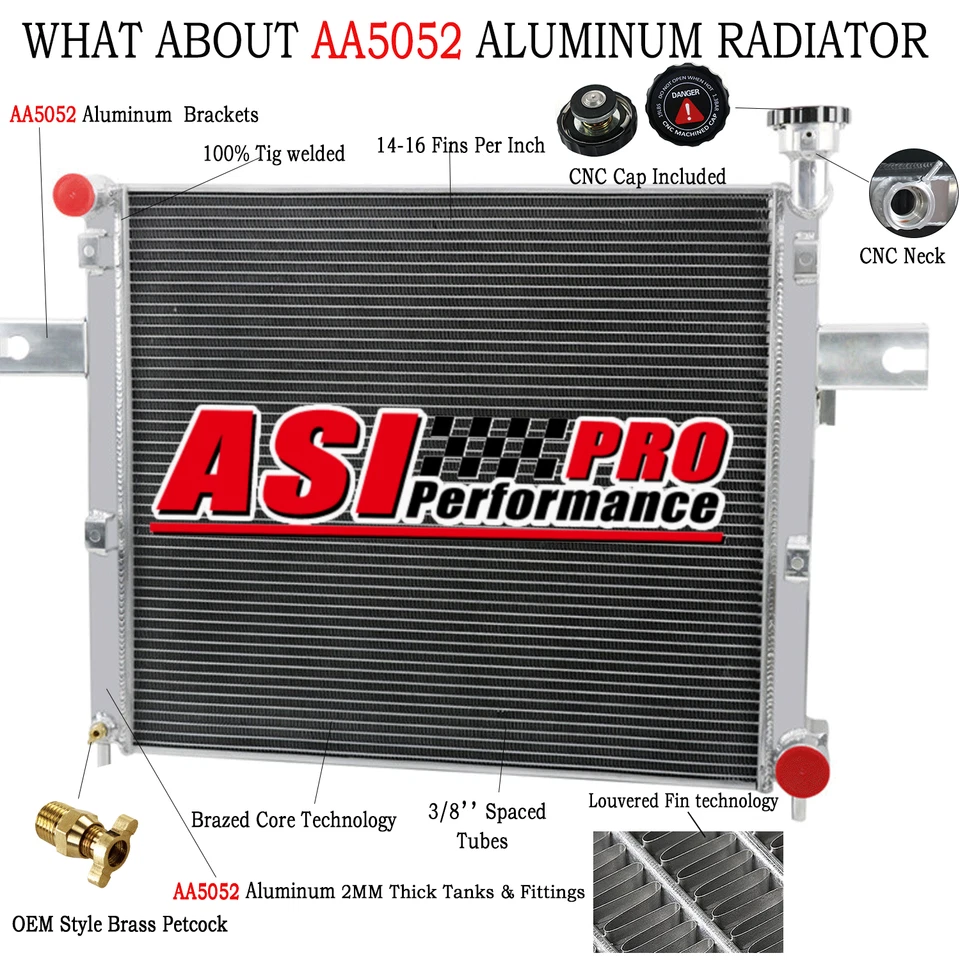 4 Row Radiator For 2006-2010 2009 Jeep Commander Grand Cherokee 3.7 4.7 6.1L Foto 1 de 4