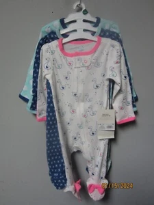 Cloud Island Baby Girl 3-Pack Pink/Blue Sleep 'N Plays Size 0-3M - Picture 1 of 3